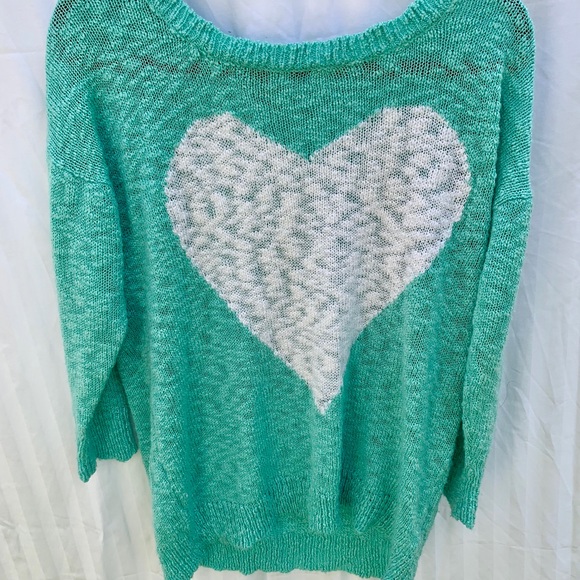 💟 Mint Green Heart Love Sweater | Soft & Comfy 💟 - Picture 2 of 6